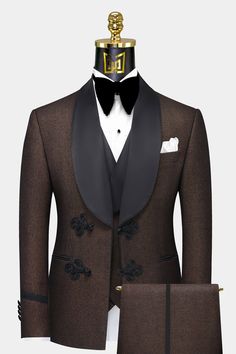 Dark Brown Groom Suit, Dark Brown Tuxedo, Brown Tuxedo, Tuxedo Prom, Suit 3 Piece, Black Men Fashion Urban, Prom Tuxedo, Portable Shower, Canvas Pants