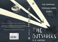 the outsides by s e hintton book cover with white lines and black background