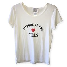 Womens Super Cozy White Soft T-Shirt Future Is For Girls Size M 95 Polyester 5 Spandex Super Soft & Comfy Length 25” , Pit To Pit 20” Plenty Of Stretch ! 20% Off On 4 Soccer Sports Play Weekend Casual Girl Power Blouse Pullover Boatneck Crewneck Stretch Graphic Tee With Text Print, Stretch Graphic Tee With Slogan, Stretch Cotton Slogan Tops, Stretch Graphic Tee With Logo Print, Cotton Stretch Slogan Tops, Stretch Graphic Tee Shirt With Graphic Print, Sporty Fitted Slogan Tops, Stretch Crew Neck T-shirt With Slogan, Relaxed Fit Slogan Tops