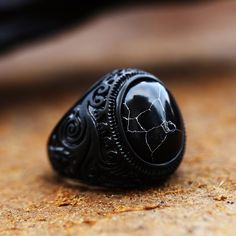 FREE WORLDWIDE DELIVERY Black Oval Stone Celtic Pagan Stainless Steel Statement Ring  Men's Women's Biker Signet Black Sovereign Ring All Jewellery Is Made To Order Stone Ring For Men, Stone Rings For Men, Mythology Jewelry, Brown Tiger Eye, Carved Ring, Gothic Vintage, Punk Vintage, How To Make Rings