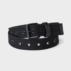 Update your kid’s accessory collection with the Boys' Webbed Belt with Grommets - Cat & Jack™ Black. It features a black tone buckle closure for a comfy fit around the waist. The metal grommets evenly spaced along the length of the belt provide a stylish touch, adding flair to any look. Not only does it serve as a fashionable accessory but also provides a secure and reliable hold for pants or shorts. This kids' belt helps amplify any outfit. Cat & Jack™: Designed for all children so you can trus Kids Belt, Reversible Belt, Boys Accessories, Belt Shop, Comfy Fits, Leather Fabric, Belt Size, Suspenders, Kids Accessories