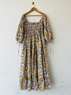 Best Snapchat, Yellow Floral Dress, Floral Cotton Dress, Dress Bohemian, Bohemian Dress, Long Maxi, Yellow Floral, Cotton Dress, Cotton Dresses