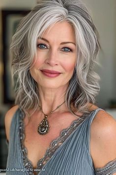 Grey Hair Transformation, Haircuts For Medium Length Hair, Gorgeous Gray Hair, Grey Hair Inspiration, Layered Haircuts For Medium Hair, Beautiful Gray Hair, Grey Hair Styles For Women, Wavy Haircuts, Blending Gray Hair