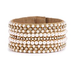 Handmade Deepa by Deepa Gurnani Virginia Cuff in Gold color Metallic Thread, Curb Chain, Metal Jewelry, Cotton Weaving, Handmade Natural, Virginia, Embellishments, Glass Beads, Gold Tones