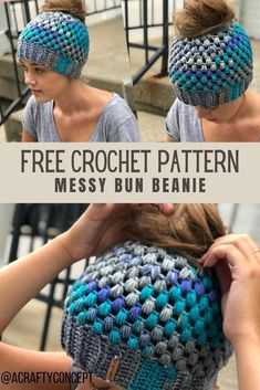 the free crochet pattern for messy bun beanie