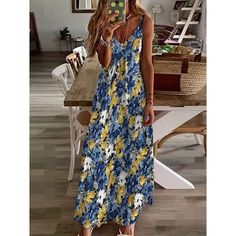 Women's Long Dress Maxi Dress Casual Dress A Line Dress Slip Dress Floral Fashion Streetwear Daily Date Vacation Backless Print Sleeveless Strap Dress Regular Fit Black Yellow Royal Blue Summer Spring Blue Backless Sleeveless Summer Dress, Blue Backless Sleeveless Dress For Summer, Blue Backless Sundress For Beach Season, Blue Spaghetti Strap Dress For Beach Season, Blue V-neck Sleeveless Dress For Beach Season, Casual Blue Backless Maxi Dress, Blue Sleeveless Spaghetti Strap Summer Dress, Blue Sleeveless Dress With Spaghetti Straps For Beach Season, Blue Sleeveless Spaghetti Strap Dress For Beach Season