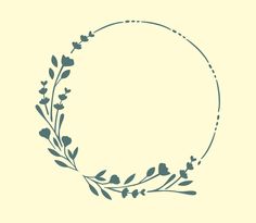 an oval frame with leaves and berries on it in the middle of a light yellow background