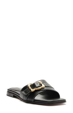 Schutz Wavy Slide Sandal (Women) | Nordstrom Leather Slide Sandals, Leather Slides, Nordstrom Store, Sandal Fashion, Sandal Women, Black Fits, Flat Sandals, Slide Sandals, Women's Shoes Sandals