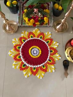 Rongali Design Diwali With Flowers, Rangolies For Diwali, Normal Rangoli Design, Rangoli Designs Deepavali, Rangoli Designs With Diyas, Minimalist Rangoli, Traditional Rangoli Designs Diwali, New Rangoli Designs Creativity Easy, Rangoli Designs 2024