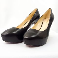 Never Worn. Black Platform Court Shoes For Office, Black Faux Leather Round Toe Court Shoes, Black Faux Leather Court Shoes For Spring, Black Faux Leather Court Shoes, Medium Width, Chic Black Faux Leather Court Shoes, Black Medium Width Faux Leather Court Shoes, Black Faux Leather Court Shoes For Evening, Nude Platform Heels, Closed Toe Wedges