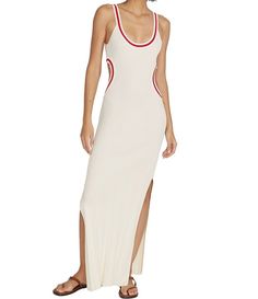 SOLID & STRIPED The Lola Ribbed Knit Cut-Out Scoop Neck Swim Cover-Up Dress | Dillard's Hamptons Aesthetic, Swim Cover Up Dress, Solid & Striped, Swimsuit Cover Ups, Swim Cover, Cover Up Dress, Trim Detail, Dillard's, Contrast Trim