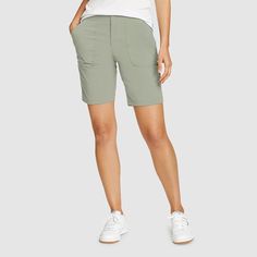 Women's Horizon Bermuda Shorts Spring Outdoor Activewear With Built-in Shorts, Casual Bottoms With Built-in Shorts For Travel, Relaxed Fit Bottoms With Built-in Shorts For Outdoor Activities, Casual Short-length Activewear For Outdoor, Stretch Hiking Bottoms With Built-in Shorts, Nylon Bottoms For Travel In Spring, Spring Travel Nylon Bottoms, Hiking Activewear With Built-in Shorts, Outdoor Shorts With 5-inch Inseam And Built-in Shorts