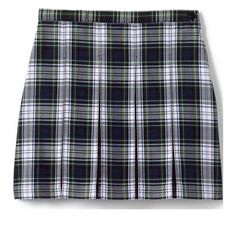 Classic pleats in a comfortable, drapey design that’s made with our easy-care fabric blend, resisting wrinkles and fading so she looks and feels great all school day long. School Uniform Skirts, Kids Plaid, Box Pleat Skirt, Pleat Skirt, Box Pleats, White Plaid, Skirt Top, Lands End, Pleated Skirt