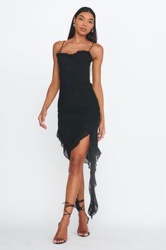 Shop the After Party Ruffle Lace Trim Dress Black | Selfie Leslie Black After Party Dress, After Party Outfit, Black Selfie, Selfie Leslie, Party Mini Dress, Mesh Mini Dress, Lace Trim Dress, Prom Dress Inspiration, Iron Material