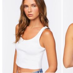 Nwt. Forever 21 Cropped Tank Top. White. Size Medium. Forever 21 Cropped Tank Top, Forever 21 White Crop Tank Top, White Crop Top Tank From Forever 21, Forever 21 Fitted Everyday Top, Forever 21 Fitted Top For Everyday, Fitted Forever 21 Top For Everyday, Tank Top White, White Tank Top, Cropped Tank Top