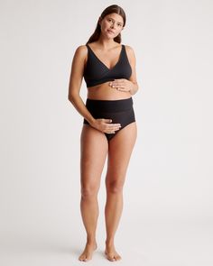 Go ahead and check off those boxes—you'll find both seamless comfort and the functionality you need in our Maternity & Nursing Lounge Bra. Designed for an evolving body, these bras offer a smooth, supportive fit that adapts through all nine months and the nursing needs to come.  | Quince | Women's Seamless Maternity & Nursing Lounge Bra in Black, Size Large, Nylon/Spandex Supportive Fitted Seamless Nursing Bra, Supportive Nursing Bra With Medium Bust Support, Supportive Fitted Black Nursing Bra, Fitted Seamless Nursing Bra No-show, Supportive Black Fitted Nursing Bra, Fitted Seamless Nursing Bra, Supportive Black Nursing Bra, Fitted Nursing Bra With Light Support, Modern Seamless Bra