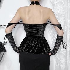 Please refer to our sizing chart for a guideline when choosing a size. 5 business days order processing time. 90% polyester 10% spandex Black Velvet Tops For Party, Black Velvet Top For Party, Fitted Black Velvet Tops, Gothic Stretch Top For Party, Velvet Stretch Top For Party, Velvet Stretch Tops For Night Out, Fitted Gothic Top For Night Out, Dark Academia Dresses, Cross Applique