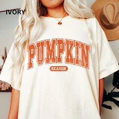 - 6.1 oz., 100% ring spun USA cotton - Preshrunk, soft-washed, garment-dyed fabric- Unisex Sizing  Will not shrink when washed/dried- Runs true to size, Size up for oversized look Fall T Shirt Design Ideas, Shirt Design Ideas, T Shirt Design Ideas, Fall T Shirt, Messy Buns, Pumpkin Season, Pumpkin Seasoning, Thanksgiving Shirts, Dyed Fabric