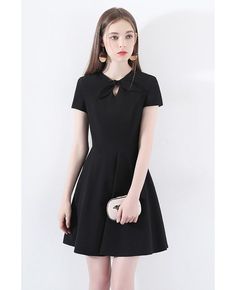 Shop Retro Chic Short Sleeve Little Black Dress With Bow Knot online. All instock with free shipping. Pro since 2009. Classic Black Short Sleeve Mini Dress, Classic Black Mini Dress With Short Sleeves, Black Short Sleeve Mini Dress For Office, Black Mini Dress With Short Sleeves For Office, Chic Short Sleeve Mini Dress With Bow, Black Short Sleeve Office Lady Dress, Black Short Sleeve Dress With Bow, Short Sleeve Evening Dress With Bow, Black Dress With Bow And Short Sleeves