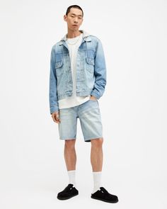 When it's too hot for jeans. Try the Switch Shorts. Crafted from our signature soft stretchy denim with straight hems and creased finishes. The vintage look makes them timeless - we turn to these as soon as the weather heats up.  Denim shorts Clean hems Button and zip closure Belt loops Three front pockets Two back pockets Lightweight Casual Fitted Jean Shorts For Streetwear, Fitted Jean Shorts For Streetwear, Spring Washed Bottoms With Straight Hem, Spring Elevated Casual Denim Jeans, Medium Wash Jeans For Elevated Casual Summer, Summer Medium Wash Jeans For Casual Wear, Summer Medium Wash Jeans For Elevated Casual, Casual Fitted Five-pocket Shorts, Urban Style Faded Bottoms For Spring