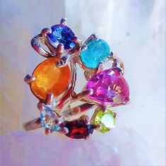 natural apatite, tanzanite, spessartine and red garnet, pink tourmaline and peridot 925 silver sterling ring Red Garnet, Pink Tourmaline, Sterling Ring, Shades Of Green, Tourmaline, Beautiful Design, Garnet, Sterling Silver Rings, 925 Silver