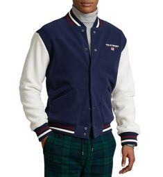 Polo Sport Ralph Lauren Colorblock American Flag Sherpa Baseball Varsity Jacket | eBay Winter Cotton Varsity Jacket With Button Closure, White Varsity Jacket With Ribbed Collar For Winter, White Track Jacket With Ribbed Collar For Winter, White Fleece Jacket With Ribbed Cuffs For Fall, Sporty Cotton Outerwear With Button Closure, Winter Cotton Sport Coat, Winter Sporty Cotton Sport Coat, Hooded Fleece Varsity Jacket For Fall, Casual Fleece Outerwear With Patchwork