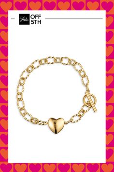 From The Luxe Collection. Goldtone Brass Toggle Clasp Imported Size Diameter, About 2.5" Click Here For A Guide To Jewelry & Watches. Center Core - W Jewelry > Saks Off 5th. Eye Candy La. Metal Heart Bracelet With Toggle Clasp As Gift, Valentine's Day Heart Bracelet With Toggle Clasp, Valentine's Day Gift Heart Bracelet With Toggle Clasp, Metal Heart Bracelet With Toggle Clasp, Toggle Clasp, Link Bracelets, Eye Candy, Jewelry Watches, Gold Tones