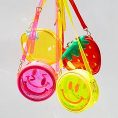 Gear up for summer with our revamped Jelly Bag collection is super fun, freshhh, and cute! ;) Comes with an adjustable strap, semi-transparent body, zipper closure, and fun, bold colors to spice up any outfit! Available in 8 different styles: Lemon🍋, Avocado🥑, Watermelon🍉, Strawberry🍓, Peach🍑, Pink Heart w/Sparkles💖, and smiley faces😉! Jelly Fruit, Winky Face, What I Like About You, Novelty Purses, Yellow Smiley Face, Oh My Goddess, Jelly Bag, Yellow Handbag, Fruit Jelly