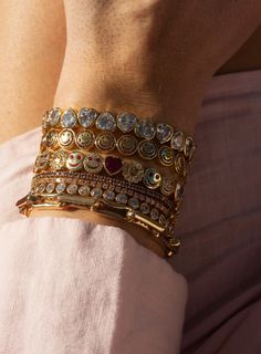 Lisa Gozlan, Jewel Bracelet, Gold Bracelets Stacked, Fancy Jewelry Necklace, Expensive Jewelry Luxury, Pink Jewels, Mixed Metal Jewelry, Jewelry Accessories Ideas, Dope Jewelry