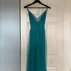 Vici Collection Maxi Dress, V-Neckline, Fully Lined - Lining Has 2 Front Slits, Lace And Tulle, Adjustable Straps, Hook And Eye Closure At The Back. Nwt. From Website: “Size Small Measures Approx. 60” From Shoulder To Hem With A 32” Bust And A 27” Waist” Fit And Flare Silhouette. Dress Is Turquoise, Photos In Black From Website To Get A Better Idea Of Fit On A Model Only. Sheer V-neck Maxi Dress For Evening, Fitted V-neck Tulle Dress, Fitted V-neck Maxi Dress With Sheer Bodice, Spring V-neck Dress With Sheer Bodice, Cocktail Evening Dress With V-neck And Lined Bodice, V-neck Maxi Dress With Sheer Bodice For Wedding, Green V-neck Evening Dress, Green V-neck Bridesmaid Dress, Sheer V-neck Maxi Dress For Prom