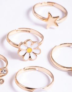 Get creative with the Lovisa Kids Collection! This playful and colourful range has a little something for everyone, kids and big kids at heart! | Lovisa Kids Diamante & Daisy Ring 6-Pack, White Kids At Heart, Daisy Ring, Kids Collection, Heart For Kids, Get Creative, 6 Packs, 6 Pack, Big Kids, For Everyone