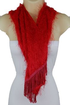 Women Fashion Scarf  Style : Fashion / Casual and dressy  Condition : Brand New Color:  Red  Size: About   60" X 13" Material:  100% Polyester   This Is A Very Special Fashionable And Elegant Scarf Elegant Scarf, Fringe Fabric, Red Fringe, Fabric Scarf, Elegant Scarves, Polyester Scarf, Scarf Style, Fabric Red, Scarf Casual