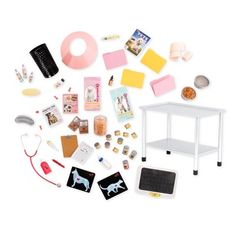 the contents of a doll's play set including accessories