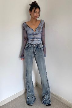 Item Type: BottomsMaterial: DenimPattern: PlainColor: As photosSize: S. M. L. XL Size (CM): Length Waist Hip Thigh S 103 66 83 59 M 104 70 87 60 L 105 74 91 61 XL 106 78 95 62 Y2k Stretch Jeans For Fall, Y2k Stretch Denim Tops, Casual Slim Fit Flare Jeans, Denim Blue Mid-rise Tops For Fall, Fitted Casual Flare Jeans For Spring, Fitted Denim Blue Grunge Bottoms, Fitted Grunge Bottoms For Spring, Spring Y2k Style Fitted Flare Jeans, Spring Grunge Fitted Bottoms