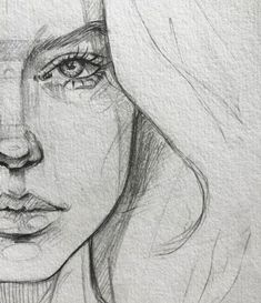 a pencil drawing of a woman's face