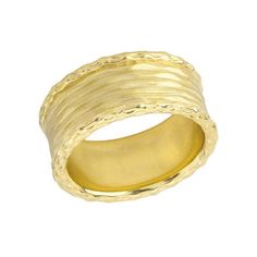 This classic, hammered wedding ring is a design that you will keep for many years to come. Step up and show your love and commitment to the world with this elegant stunning wedding band. Product Information: Metal Type: 10k or 14k Yellow GoldWeight: 10k - 10 g | 14k - 11 g Available In Yellow/Rose/White Gold(10K and 14K) SKU: TKC1798Y Made in USA Elegant Hammered Open Band Ring, Elegant Hammered Rings For Anniversary, Anniversary Wide Band Stackable Rings, Elegant Open Band Hammered Ring, Elegant Hammered Rings, Elegant Hammered Rings For Formal Occasions, Yellow Gold Hammered Open Band Ring, Elegant Wide Band Ring With Decorative Band, Yellow Gold Wide Band Stackable Wedding Rings