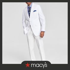 in stock Classic White Sport Coat For Business, White Cotton Semi-formal Suit, White Classic Sport Coat With Notch Lapel, Modern White Suit With Notch Lapel, Modern White Notch Lapel Suit, Modern Fitted White Suits, White Suits For Spring, White Cotton Blazer For Business, Modern White Business Suit