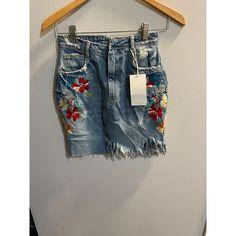 Nwt Women's Zara Embroidered Distressed Jean Skirt Size Xs. *See Photos For Any Signs Of Wear. *Item Is Not In New Condition, Please Refer To All Photos For Condition And Expect Item To Be In The Same Condition When Received. *Feel Free To Reach Out With Any Questions. *I Am Open To Reasonable Offers Distressed, Embroidered Size: Womens Xs Condition: New With Tags Redone Denim, Distressed Jean Skirt, Saved Pins, Zara Skirts, Jean Skirt, Jean Jacket, Denim Skirt, Womens Skirt, Zara