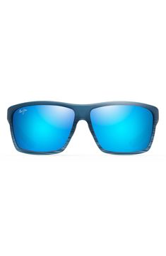 Blocky, oversized frames define stylish sunglasses fitted with polarized lenses that offer superior clarity and damage resistance. 64mm lens width; 14mm bridge width; 123mm temple length 100% UV protection Nylon Made in Italy Blue Aviator Sunglasses With Anti-reflective Coating For Outdoor, Blue Aviator Sunglasses With Uva Protection For Outdoor, Blue Aviator Sunglasses With Uva Protection, Square Frame Shield Sunglasses With Polarized Lenses For Outdoor, Blue Wayfarer Sunglasses In Polycarbonate, Square Frame Shield Sunglasses With Uv Protection For Outdoor, Square Frame Shield Sunglasses With Uv Protection, Rectangular Polarized Sunglasses For Outdoor, Rectangular Polarized Outdoor Sunglasses