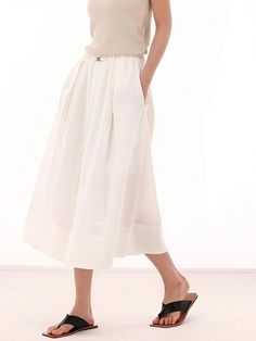 Composition : POLYESTER 60 LINEN 25 RAYON 15 / POLYESTER 100Color : WHITE_S,WHITE_MCountry of Origin : KOREA Classic Summer Skirt With Pleated Hem, Classic Pleated Summer Skirt, Elegant Linen Daywear Skirt, White Linen Skirt For Work, Classic Summer Pleated Skirt, Classic Pleated Skirt With Pockets For Spring, Classic Pleated Skirt For Summer, Elegant Linen Skirt For Daywear, Classic Summer Skirt With Pleated Waist