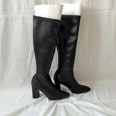 Franco Sarto Katherine Knee High Black Boots, Size 5 New, Never Worn Fitted Closed Toe Platform Boots For Fall, Pointed Toe Knee-high Boots With Reinforced Heel Medium Width, Pointed Toe Knee-high Boots With Reinforced Heel, Black Fitted Knee-high Boots With Round Toe, Fitted Black Knee-high Boots With Round Toe, Black Knee-high Boots With Stacked Heel And Square Toe, Black Knee-high Boots With Sculpted Heel And Wide Calf, Black Knee-high Boots With Sculpted Heel For Wide Calves, Classic Black Fitted Knee-high Boots