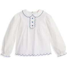 A few well-placed details make this top feel extra-special. 100% cotton; machine wash. Sizes 2-12y. *bella bliss® uses the finest cottons available. For best results, lay flat to dry then fluff on low heat. | bella bliss | Scallop Trim Blouse, Ivory w Peri (Cream, Size 8Y) | Maisonette collects the best children’s products from around the world (unlike Zulily, Etsy, The Tot, Farfetch Kids, Childrensalon, Crate and Kids, Kohls, Wayfair, Buy Buy Baby, Nordstroms, Mini Boden, J.Crew Factory, or Pot Trim Sizes, Sleepwear Dress, Scallop Trim, Buy Buy, Buy Buy Baby, Mini Boden, J Crew Factory, Short Rompers, Sweater And Shorts