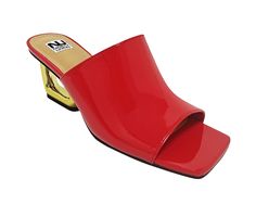 Synthetic Leather upper, Slip on for easy entry,2\ metallic architectural heel, Square open toe, Lightly cushioned footbed, Rubber outsole | Women's Ninety Union Florence Dress Sandals in Red Size 11 Red Kitten Heels, Womens Red Shoes, Kitten Heel Sandals, Color Rojo, Dress Sandals, Red Shoes, Synthetic Leather, Women's Pumps, Size 13