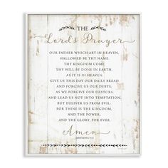 the lord's prayer print on white wood