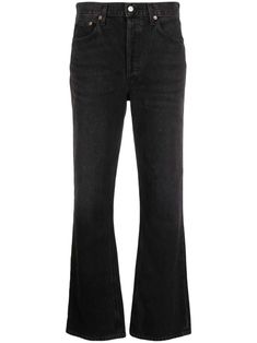 Agolde's straight-leg denim jeans offer a blend of style and comfort for daily use. Crafted from 100% organic cotton, these jeans showcase a classic five-pocket design with understated stitching, ensuring a timeless appeal.

- Model height: 1.78 m, wearing size 27  
- Care: Machine wash  
- Made in the United States Classic Black Cropped Jeans, Classic Black Cropped Jeans With Straight Hem, Classic Black Mid-rise Cropped Jeans, Classic Black Straight Flare Jeans, Classic Black Straight Leg Cropped Jeans, Classic Black Cropped Straight Leg Jeans, Girl Halloween, Designer Products, Halloween Costumes For Girls