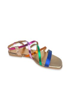 Upgrade your summer walking shoes with these fun and colorful strappy flatform sandals. In a rainbow hue, they add a fun pop to any outfit, and multiple straps provide a stylish yet comfortable fit. The flat sole ensures all-day comfort so you can keep up with your speedy little ones. True to size.   Please note: All s Multicolor Strappy Sandals For Party, Colorful Sandals For Spring And Summer, Trendy Multicolor Sandals For Spring, Colorful Spring Sandals, Adjustable Multicolor Sandals For Summer, Multicolor Strappy Sandals For Spring, Fun Multicolor Sandals For Summer, Trendy Multicolor Round Toe Sandals, Fun Multicolor Summer Sandals