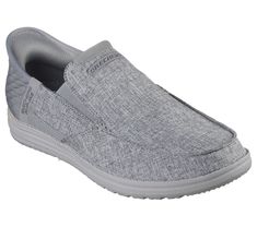 Simply step in and go wearing Skechers Hands Free Slip-ins Relaxed Fit Melson - Medford. Designed with our exclusive Heel Pillow , this roomy vegan moc toe style features a Skechers Slip-ins molded heel panel with a woven mesh upper, twin gore panels, a charcoal-infused Skechers Air-Cooled Memory Foam insole, and Goga Mat Arch cushioning for added support. | Skechers Men's Slip-ins RF: Melson - Medford Sneaker | Medium Width | Skechers Hands Free Slip-ins for an easy fit | Exclusive Heel Pillow Mens Skechers, Wide Shoes, 4 Inch Heels, Shopping Spree, Boots Outfit, Shopping Hacks, Material Design, Hands Free, Memory Foam