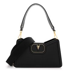 This is an authentic VALENTINO GARAVANI Grainy Calfskin VLogo Leather Shoulder Bag in Black. This shoulder bag is crafted of calfskin leather in black. It features a top handle, adjustable shoulder strap, and leather-covered Valentino Vlogo embellishment on the front flap. This bag opens to a smooth nappa leather interior. High-end Soft Leather Shoulder Bag For Evening, High-end Saffiano Leather Shoulder Bag With Gold-tone Hardware, High-end Textured Leather Shoulder Bag For Office, Designer Shoulder Bag For Evening, Designer Saffiano Leather Shoulder Bag With Gold-tone Hardware, Designer Calf Leather Evening Bags, High-end Saffiano Leather Shoulder Bag For Evening, Designer Textured Leather Shoulder Bag, Luxury Saffiano Leather Shoulder Bag, Rectangular Shape