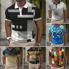 Sleeve Length:Short Sleeve; Gender:Men's; Style:Vintage,Casual; Tops Type:Golf Shirt,Waffle Polo Shirts; Occasion:Vacation Wear,Formal Wear,Festival Wear; Pattern:Plaid; Design:Buttons,3D Print; Neckline:Collared Shirts Black Polo Collar Top With Patchwork, Summer Polo Collar Top With Buttons, Collared Polo Shirt With Buttons For Summer, Casual Summer Polo Shirt With Casual Collar, White Buttoned Polo Shirt For Summer, Summer Patchwork Collar Top, Multicolor Polo Collar Top For Summer, Multicolor Summer Polo Shirt, Waffle Polo Shirt