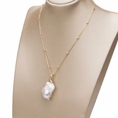 Vintage Style Big Baroque Pearl Pendant Necklace in 14K Gold Over Ster – Huge Tomato Leather Choker Collars, Baroque Pearl Pendant, Ocean Necklace, Pearl Drop Necklace, Pearl Necklace Vintage, Simple Pearl, White Pearl Necklace, Inspired Necklace, Baroque Pearl Necklace